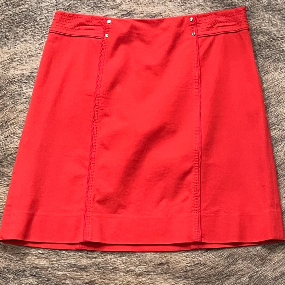 Red Mini Skirt with Rivet Detail – 18.5” Length